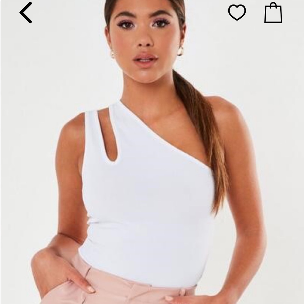 White Missguided One Shoulder Bodysuit